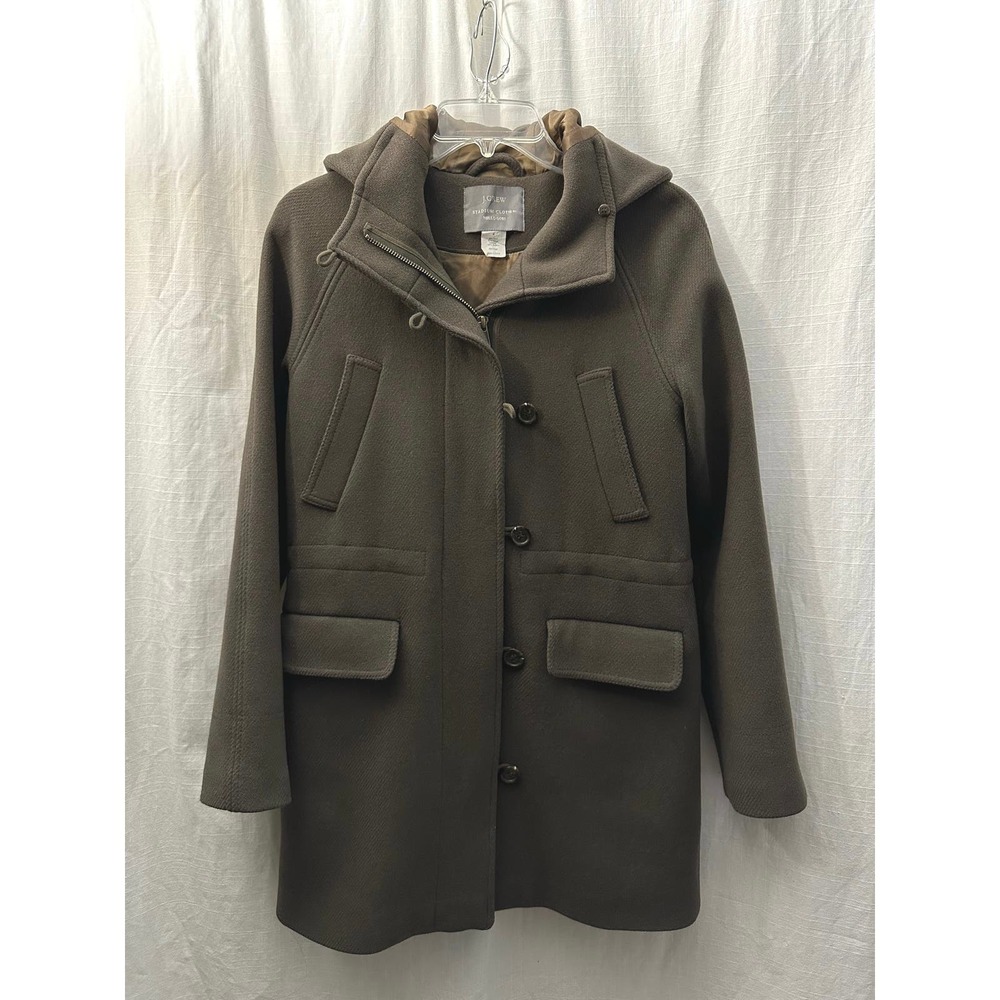 J. Crew Stadium Cloth by Nello Gori Wool blend hooded coat Taupe Size 4